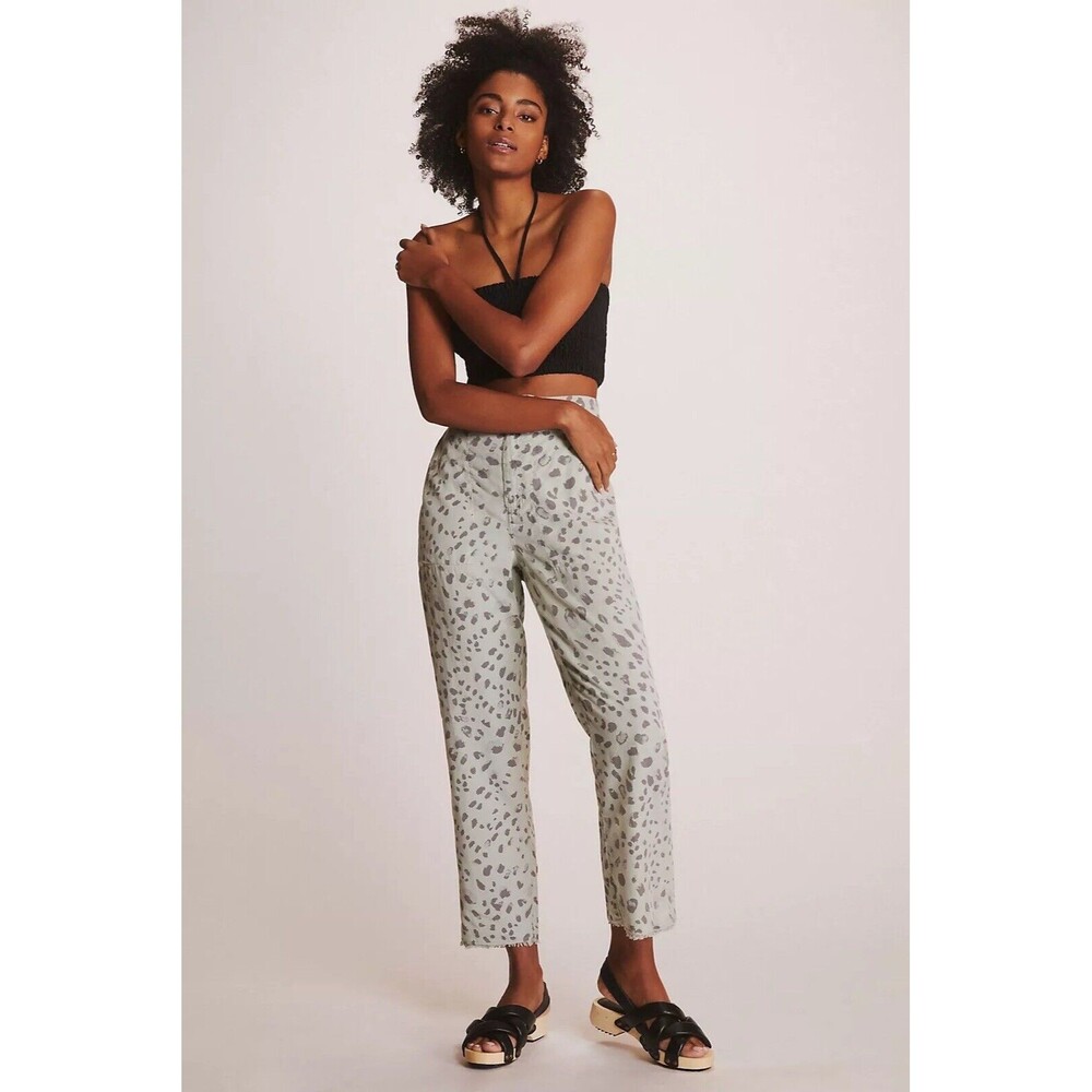 Cloth & Stone Anthropologie Pants l Medium Green Straight Animal print